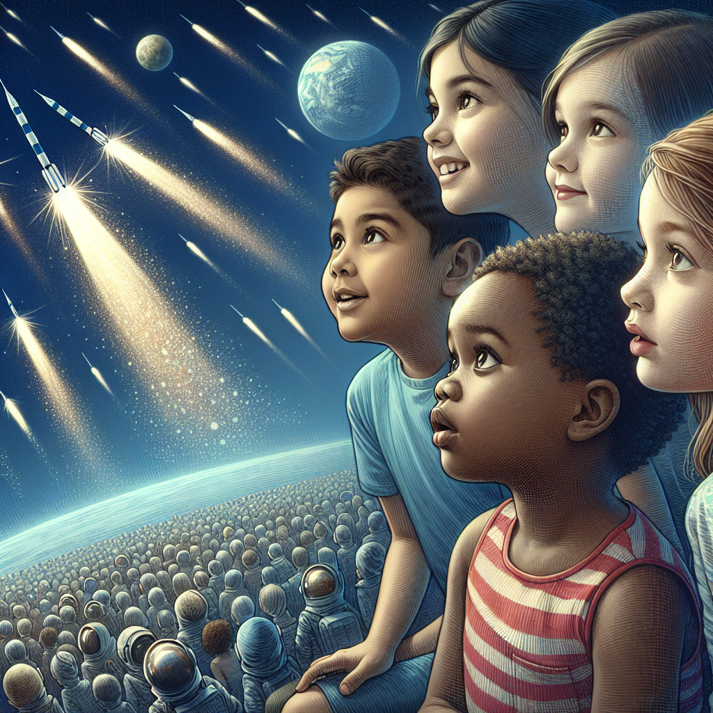 "A captivating photograph showcasing the excitement of children gazing at the awe-inspiring launches of small rockets, igniting their imaginations and fueling their curiosity about the wonders of space exploration."