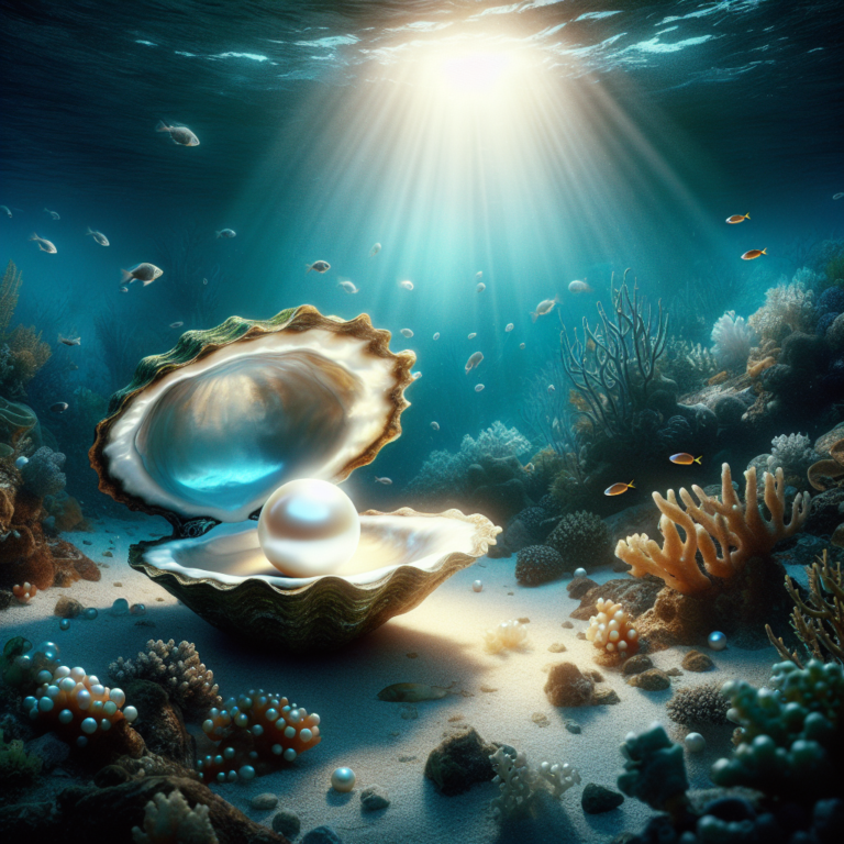 "A captivating photography for children showcasing the mesmerizing world of pearl production."