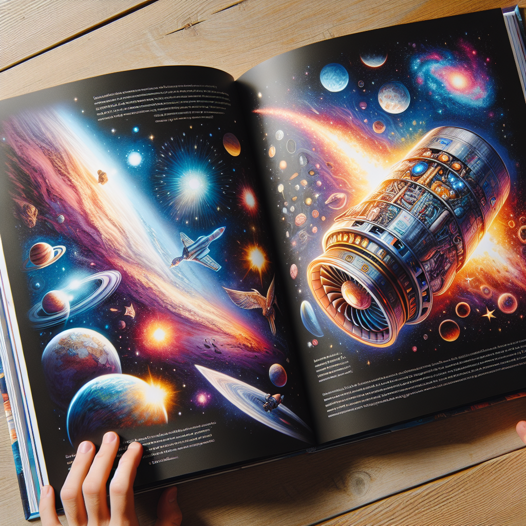 "A captivating photography book for children showcasing the wonders of space exploration and the innovative Ouroboros-3 rocket engine."