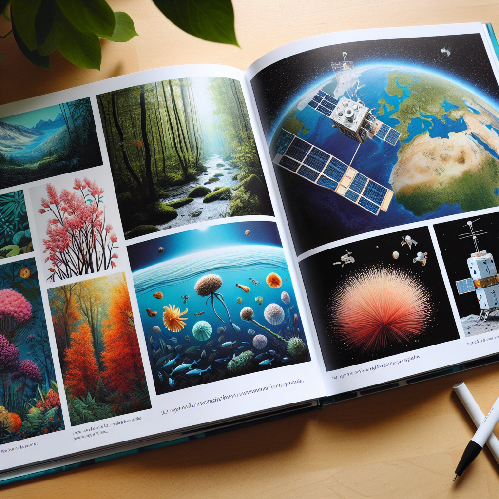 "A captivating photography book for children showcasing the wonders of nature and the innovative use of nanosatellites by Kinéis for environmental monitoring and protection."