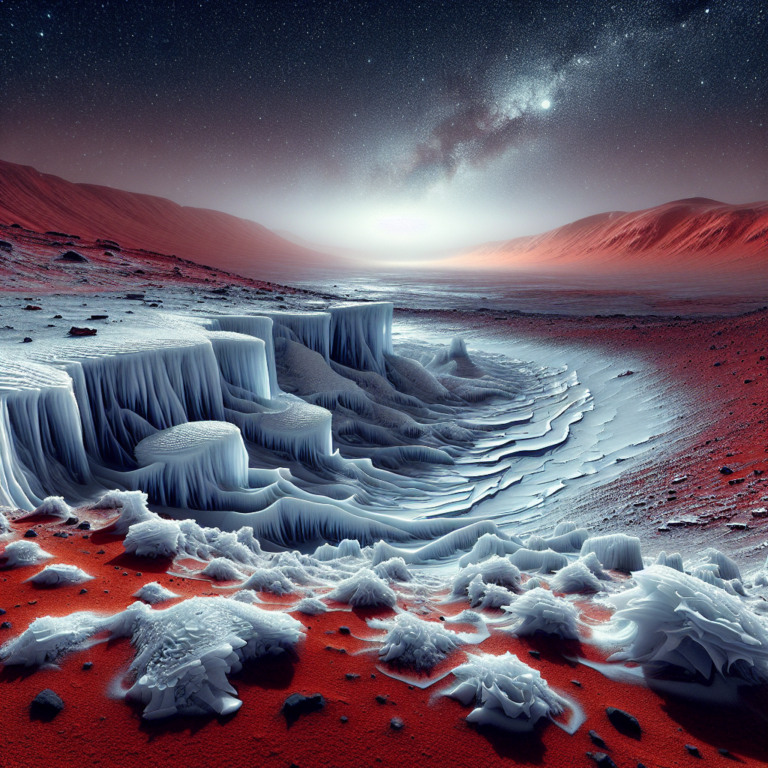 "A captivating photograph of ice on Mars, sure to ignite the curiosity and imagination of children!"