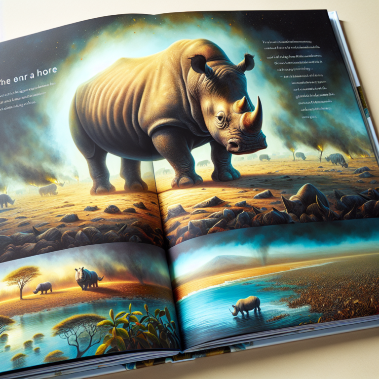 "A captivating photography book for children, showcasing the plight of rhinoceroses in the face of climate change."