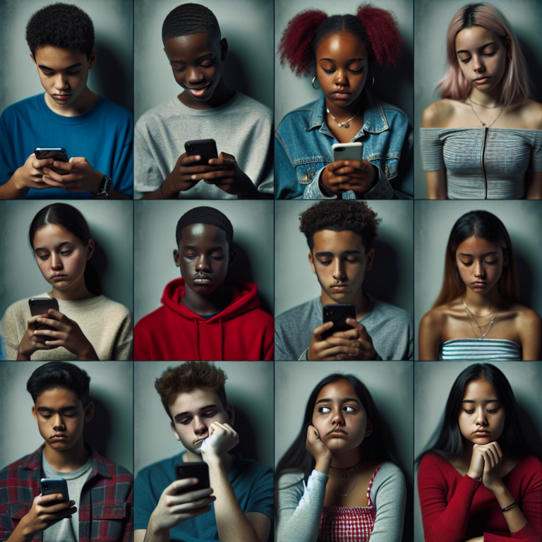 "A captivating photo series showcasing the impact of social media on the emotional well-being of teenagers."