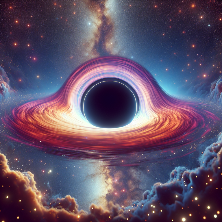 "A captivating photograph of a gigantic moving black hole, perfect to spark curiosity and ignite imagination in children about the wonders of space!"