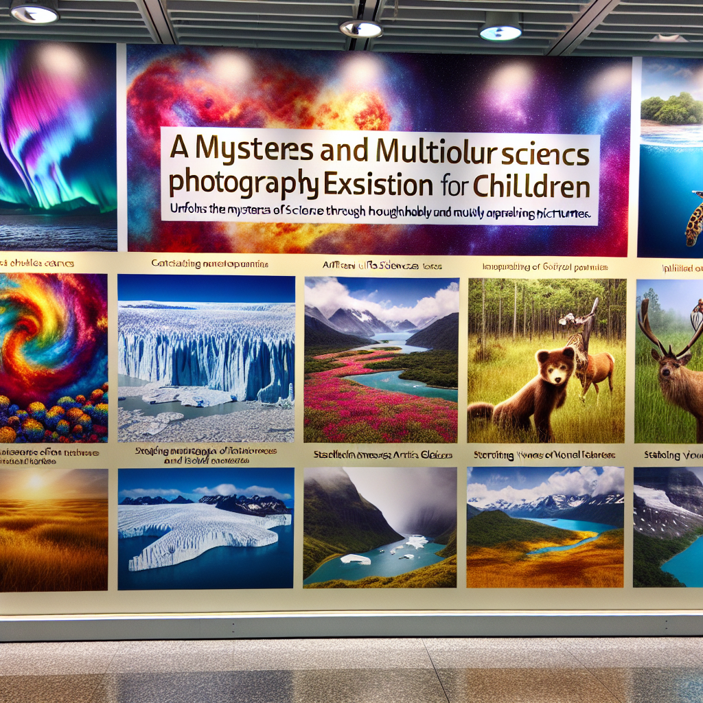 "A lively and colorful photography exhibition for children showcasing the wonders of science and the beauty of the natural world."