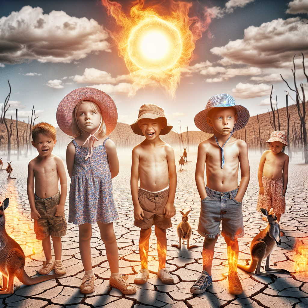 "A photography for children of the scorching Australian heatwave, highlighting the need to protect our planet and combat climate change."