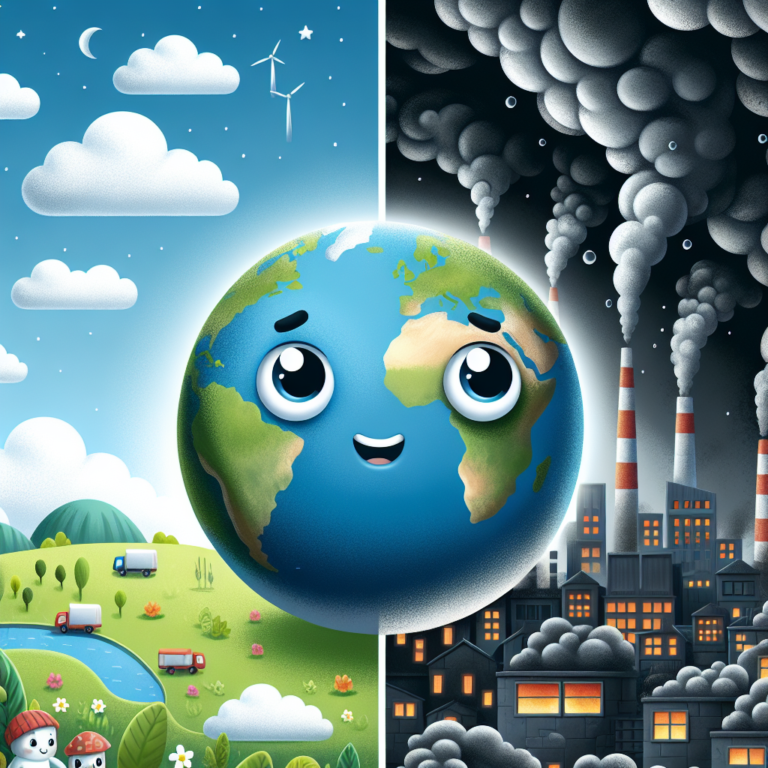 "A captivating photography for children illustrating the impact of CO2 emissions on our planet."