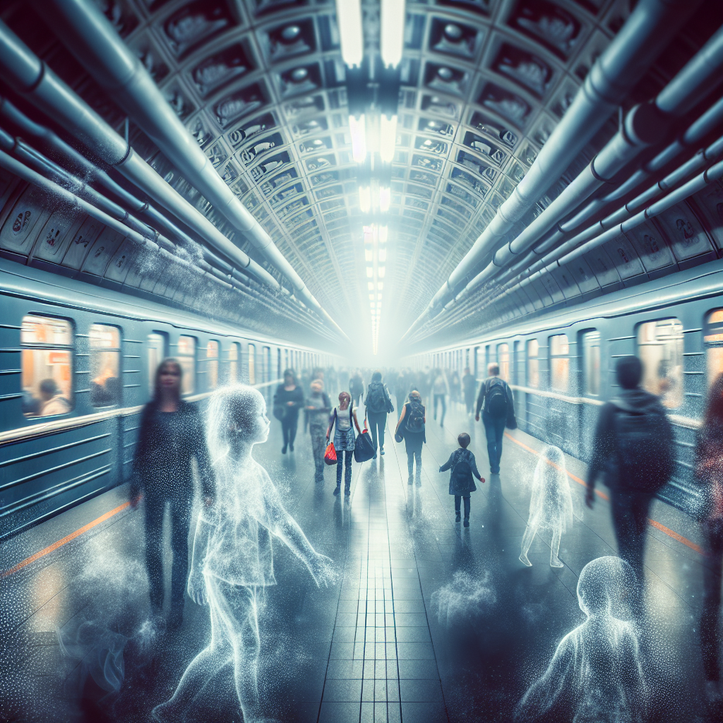 "A captivating photographic journey through the invisible pollution of particulate matter in the Parisian metro, bringing awareness to the importance of clean air for children's health."