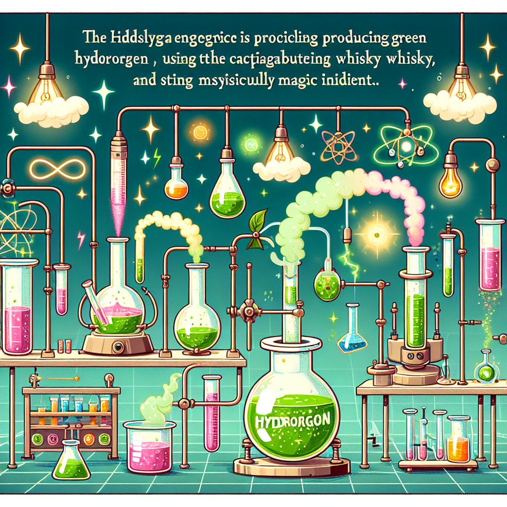 "A photography for children of the fascinating process of creating green hydrogen using whisky as the magical ingredient."