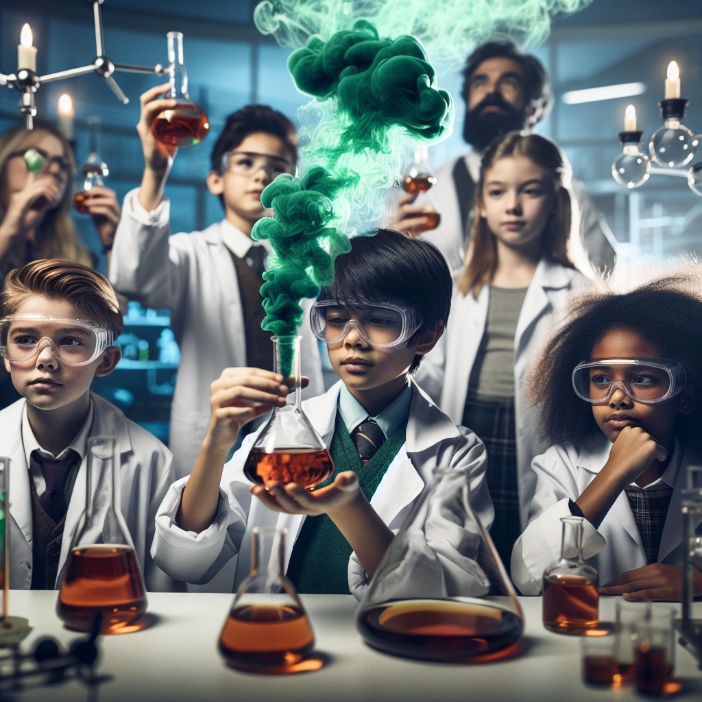 "A photography for children of the Scottish scientists using whisky to create green hydrogen."