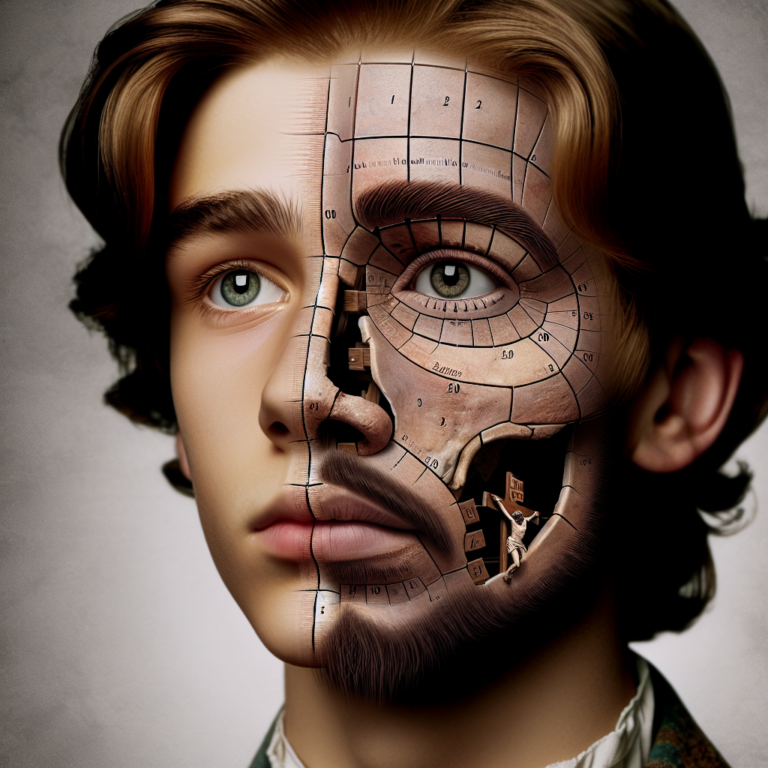 Capture a captivating photograph of the reconstructed face of the only man known to have been crucified in England 2,000 years ago, designed to intrigue and educate young minds about history and the science of facial reconstruction.