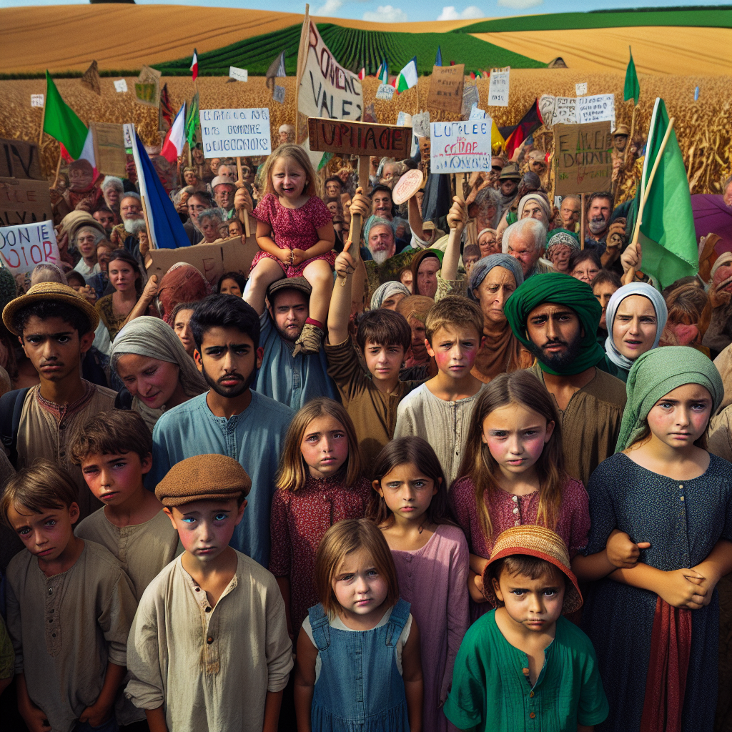 "A photography for children of farmers protesting against agricultural regulations in France."