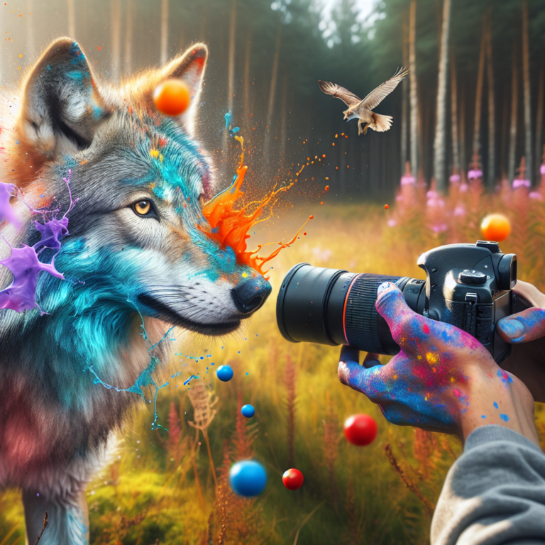 "A thrilling wildlife adventure: Capturing mesmerizing photographs of wolves in the Netherlands using paintball tactics for the safety of children."