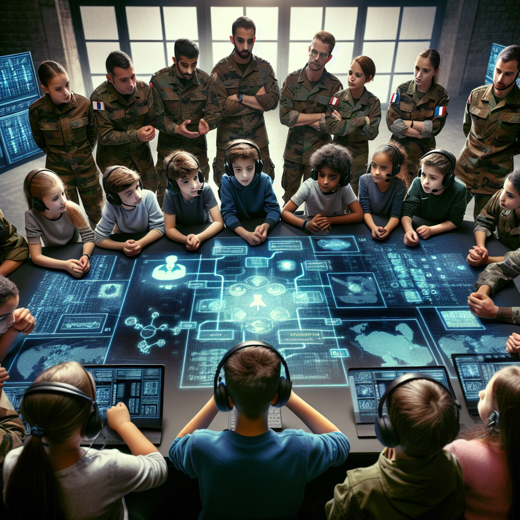 "A captivating photography for children of the thrilling world of cyber warfare training with the French Army."