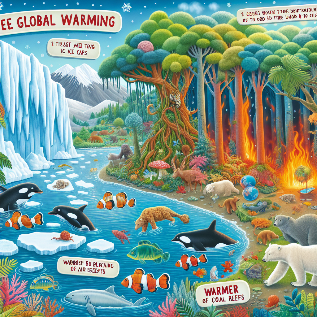 "A captivating photograph for children showcasing the effects of global warming on our planet's ecosystems."