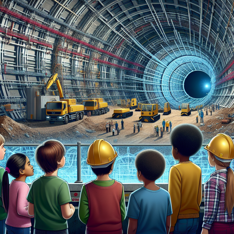 "A photography for children of the construction process and future discoveries at the incredible 90 km circumference particle accelerator, the Future Circular Collider (FCC)."