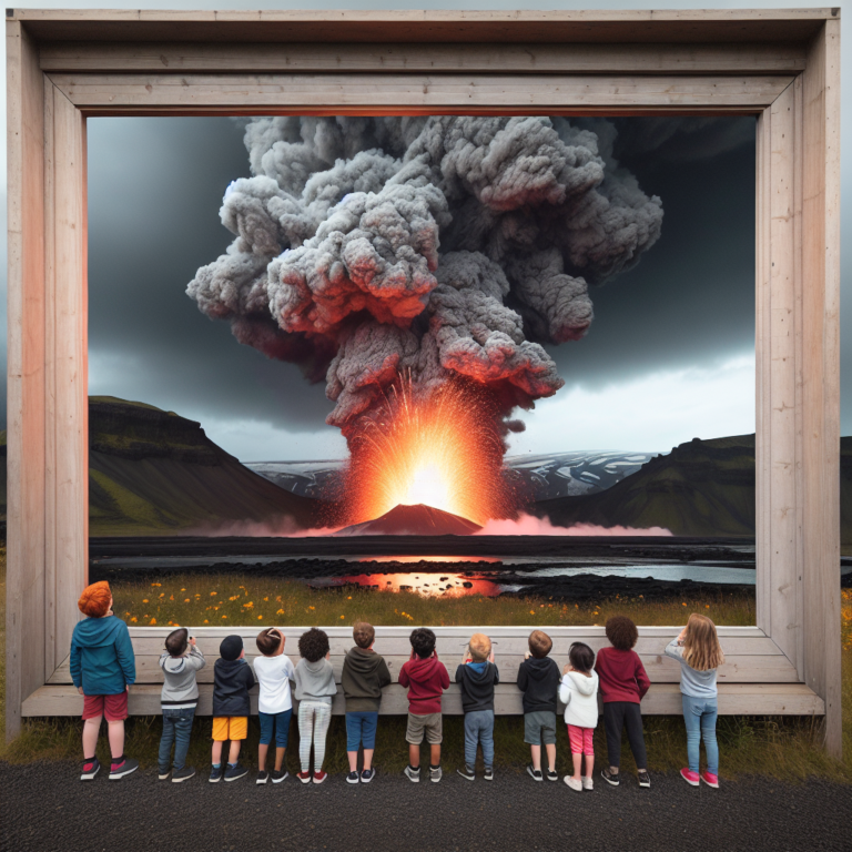 "A mesmerizing photography for children of the awe-inspiring volcanic eruption in Iceland!"