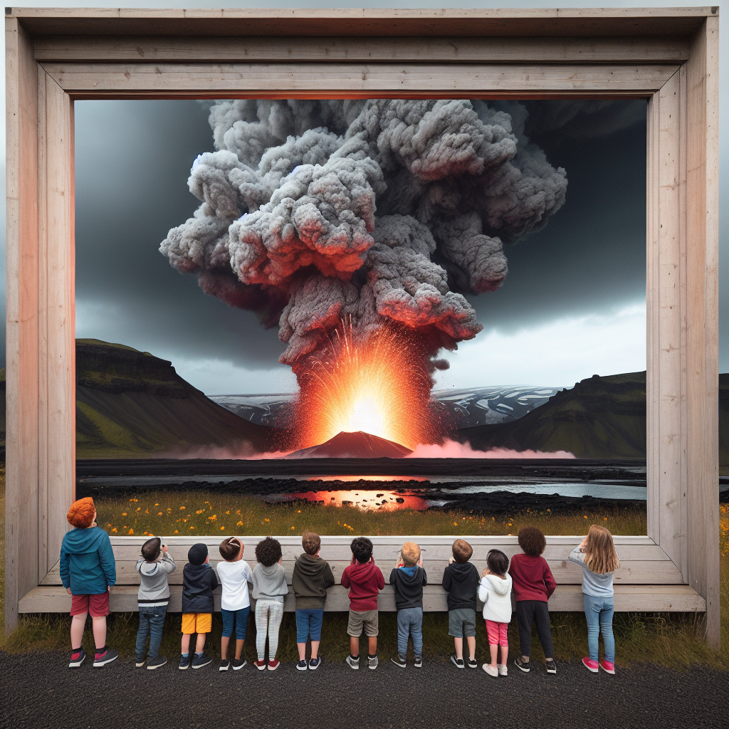 "A mesmerizing photography for children of the awe-inspiring volcanic eruption in Iceland!"