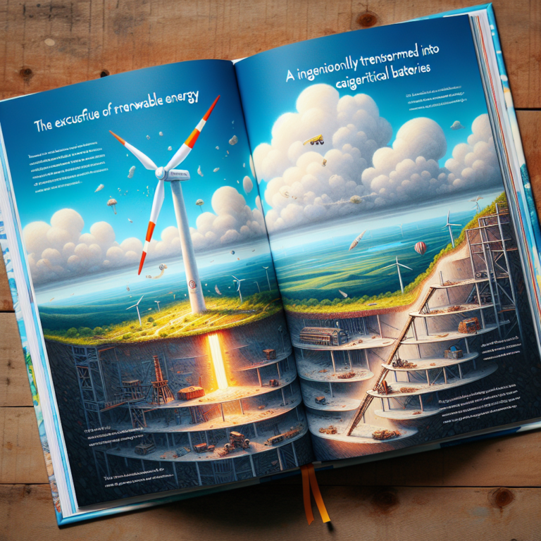 "A captivating photography book for children showcasing the fascinating world of renewable energy and its innovative use of abandoned mines as gravity batteries."