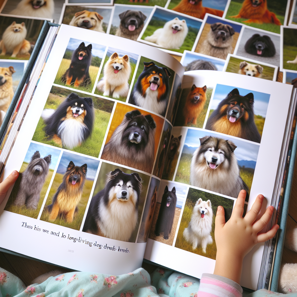 "A captivating photography book for children showcasing the diverse and adorable world of long-living dog breeds."