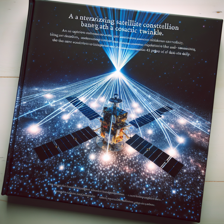 "A captivating photography book for children showcasing the wonders of the Starlink satellite constellation and its laser connections that transmit a staggering 42 petabytes of data every day."