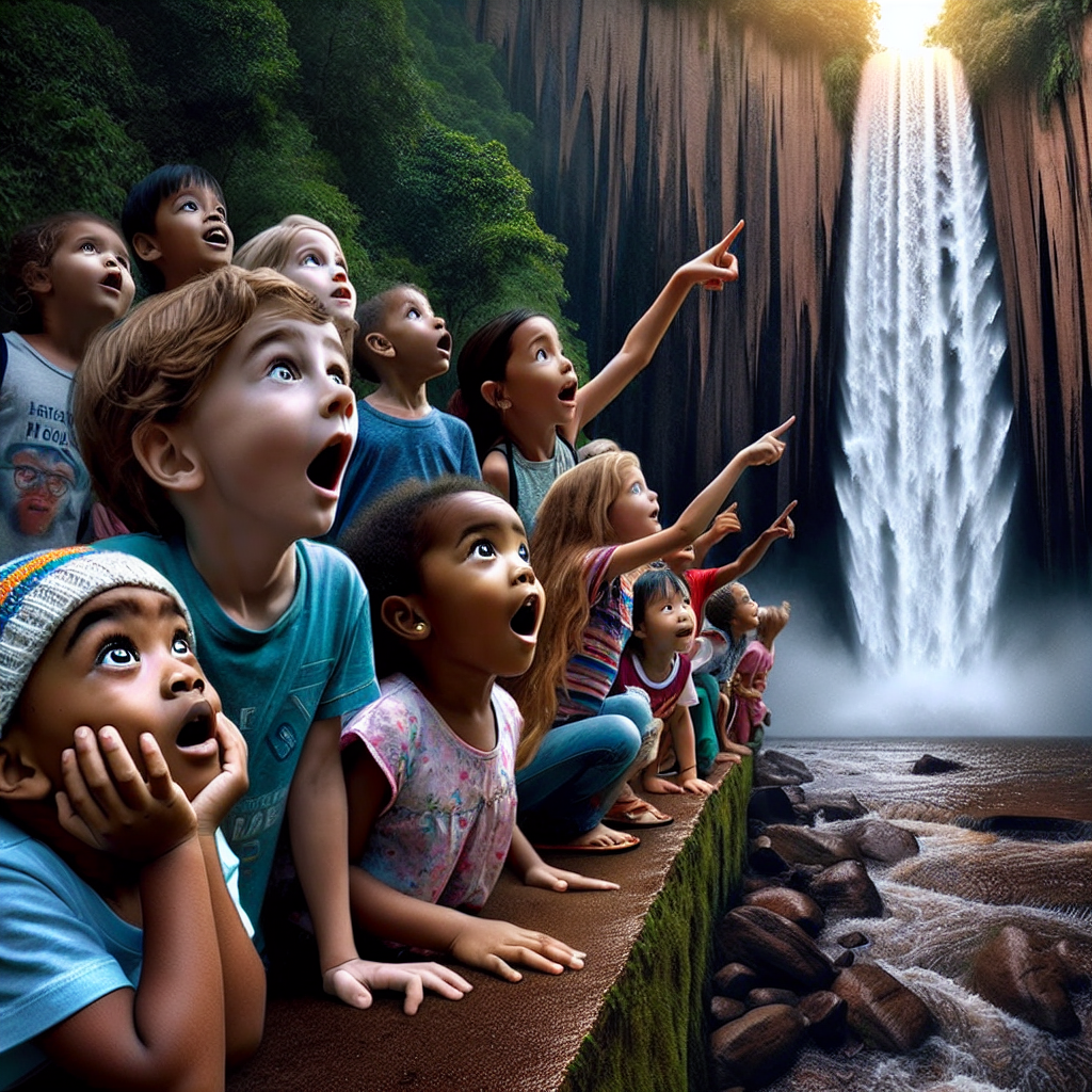 "A stunning photography for children of the mesmerizing phenomenon of reverse waterfalls."