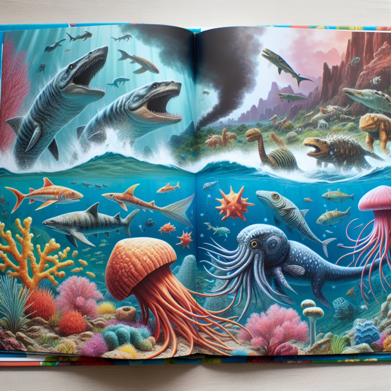 "A captivating photography book for children, showcasing the fascinating world of prehistoric marine life and the dramatic extinction event that shaped our planet's history."