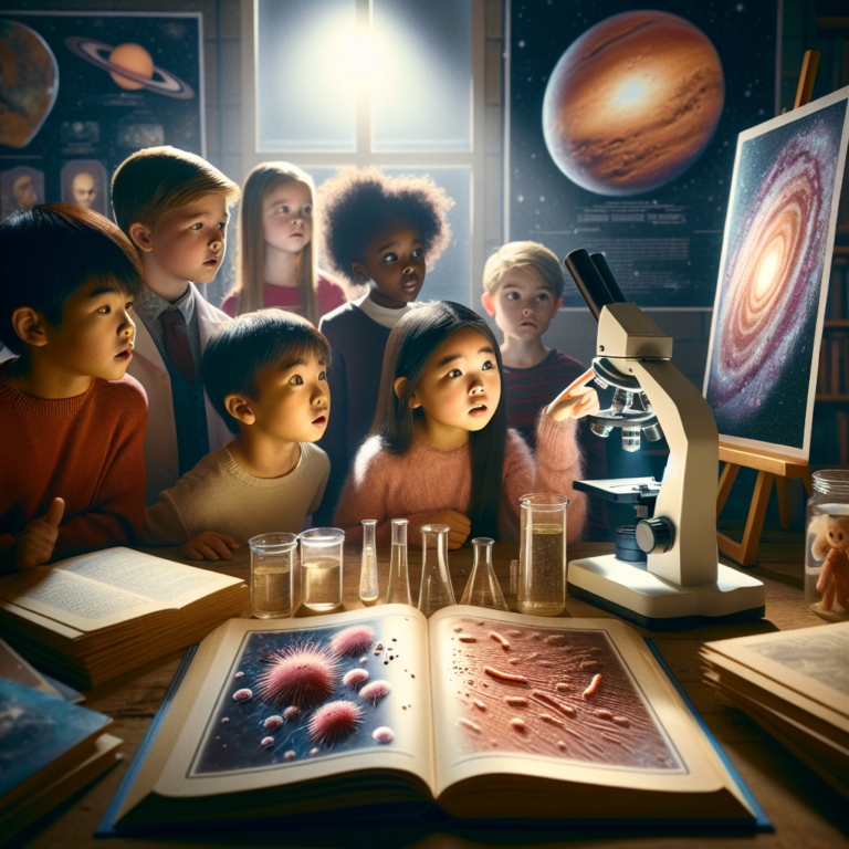 "A photography for children of the fascinating discovery of bacteria on Mars, igniting their imagination and curiosity about the potential for life beyond Earth!"