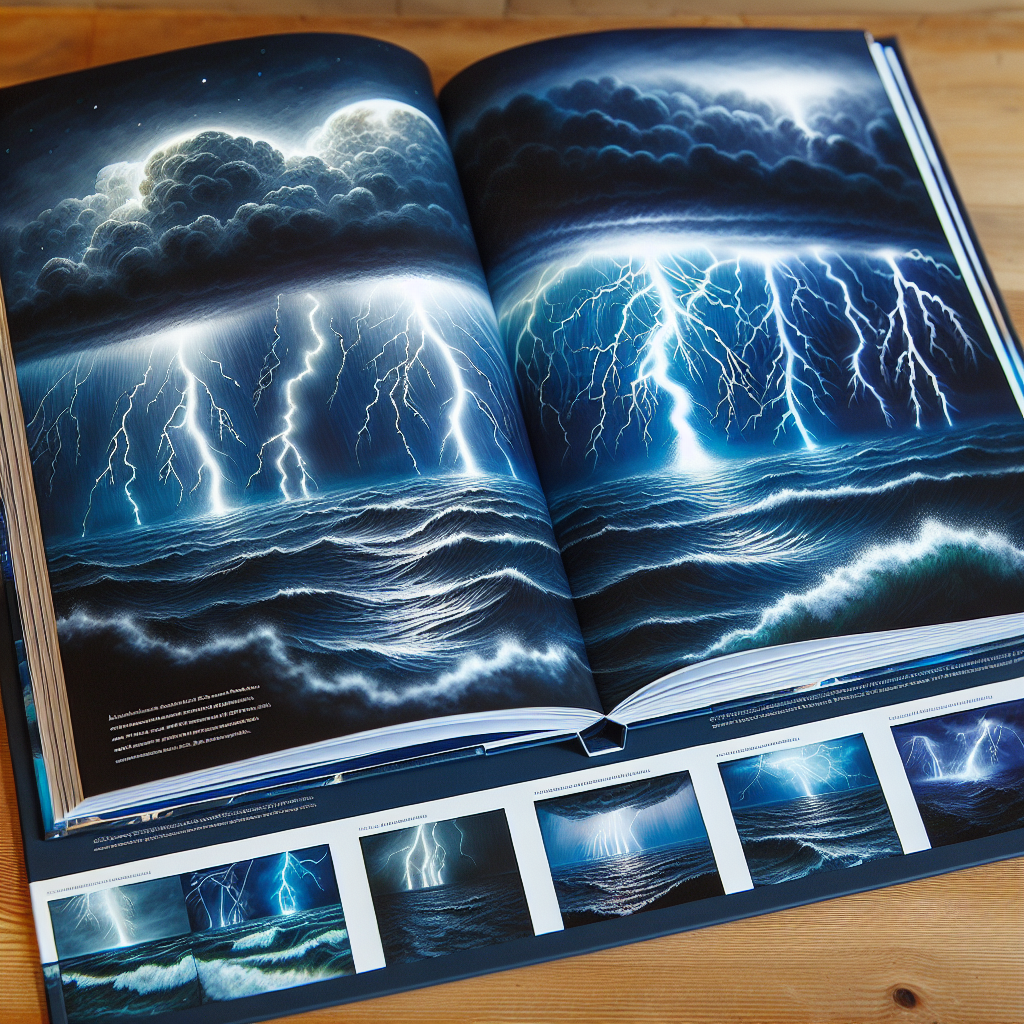 "A photography book for children showcasing the most intense lightning storms ever observed over the ocean."