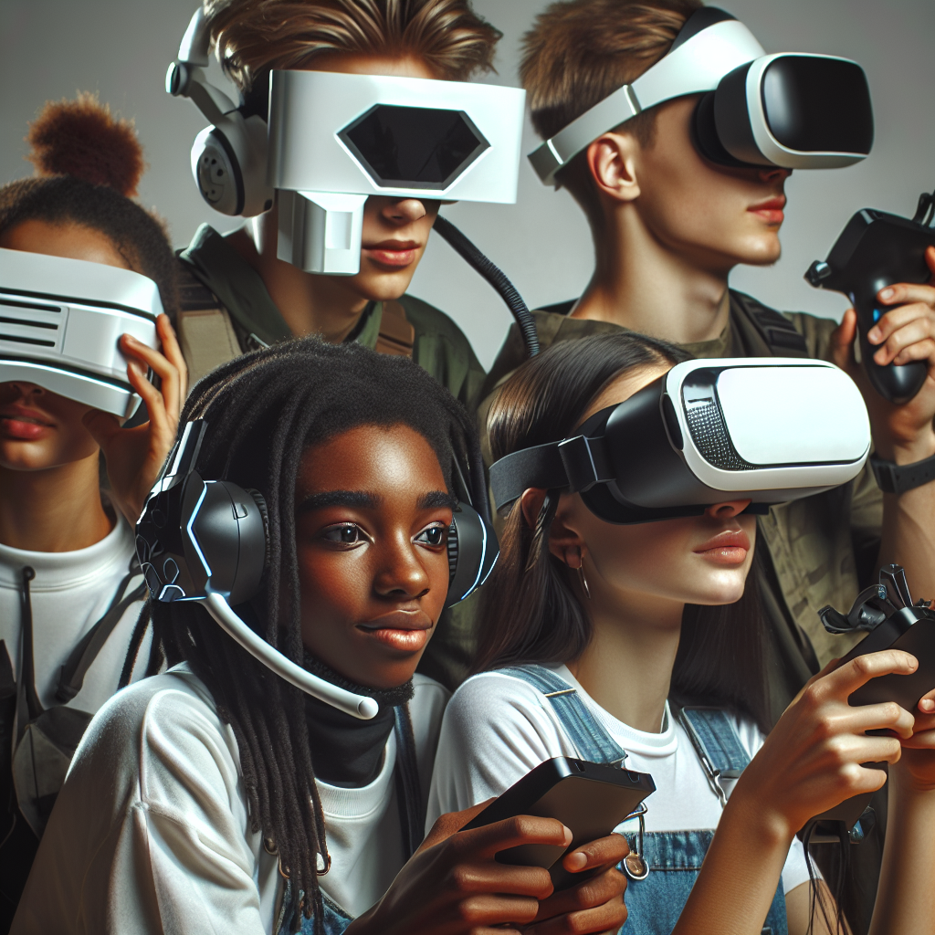 "A captivating snapshot for young adventurers, exploring the exciting world of virtual reality through the Meta Quest 3 and Apple Vision Pro headsets!"