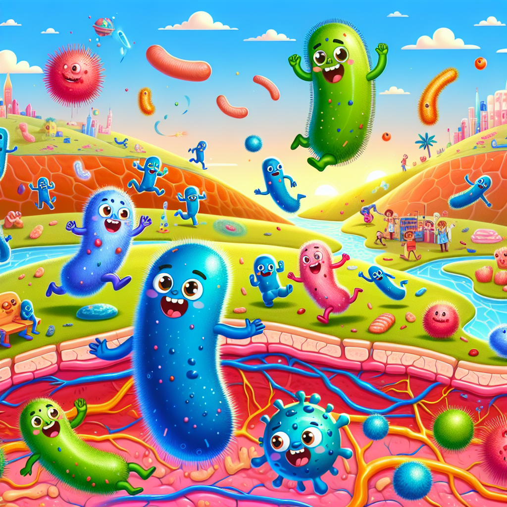 "A fun illustration for kids about the wonders of skin bacteria!"