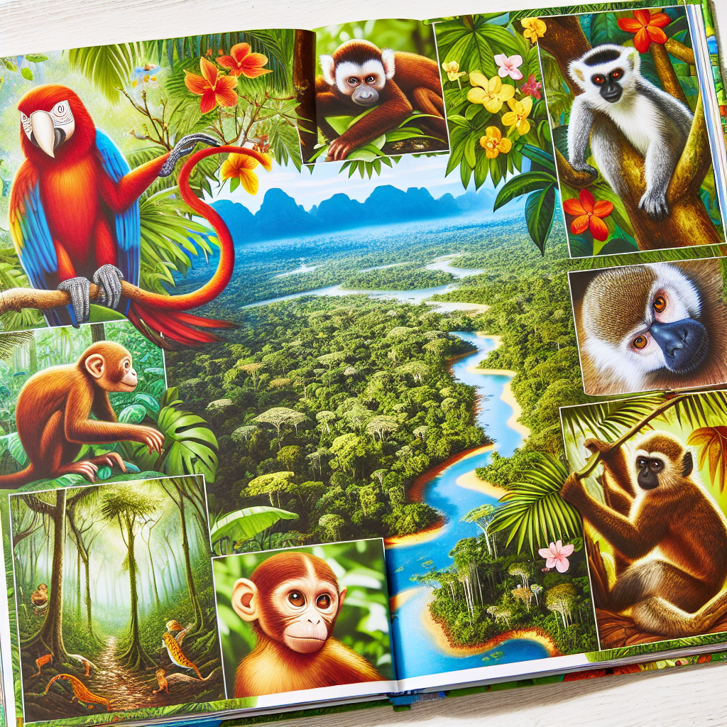 "A captivating photo book for children showcasing the wonders of the endangered Amazon rainforest 📸🌿🐒"