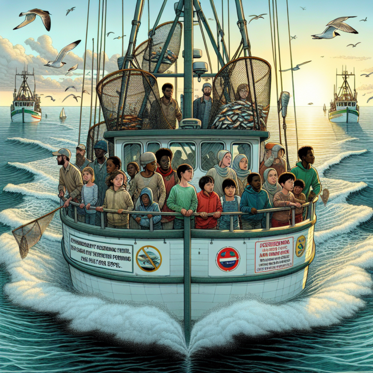 "A captivating photo for children showcasing sustainable fishing practices in action."