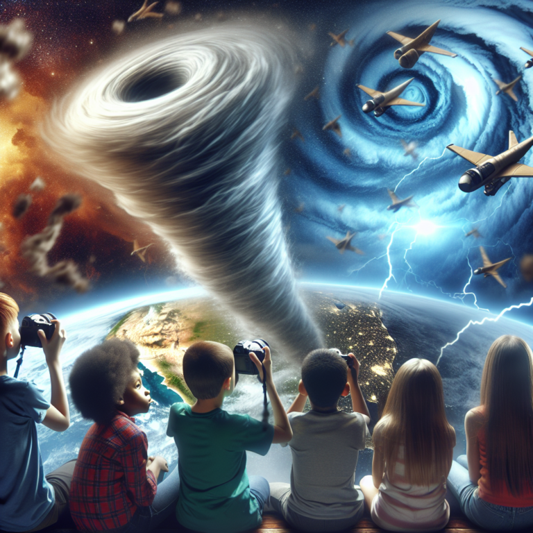 "Capture the awe-inspiring beauty of a satellite tornado through photography, and immerse children in the fascinating world of extreme weather!"