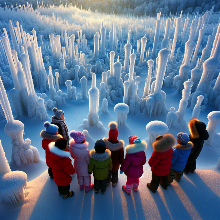 "Capture the mesmerizing beauty of snow penitentes in a child-friendly photograph!"