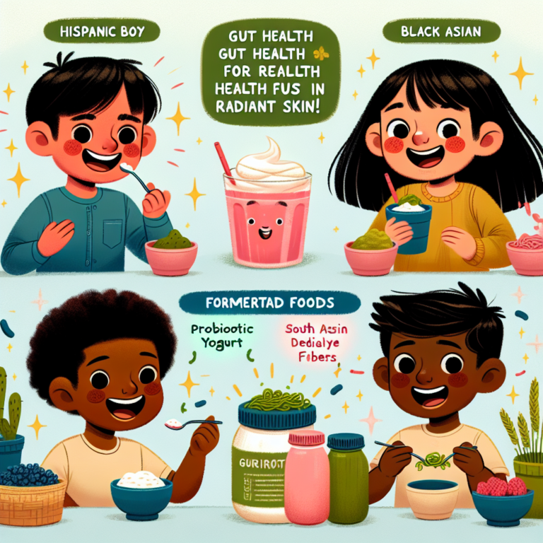 "A fun and educational photo series on the importance of gut health for glowing skin in kids!"