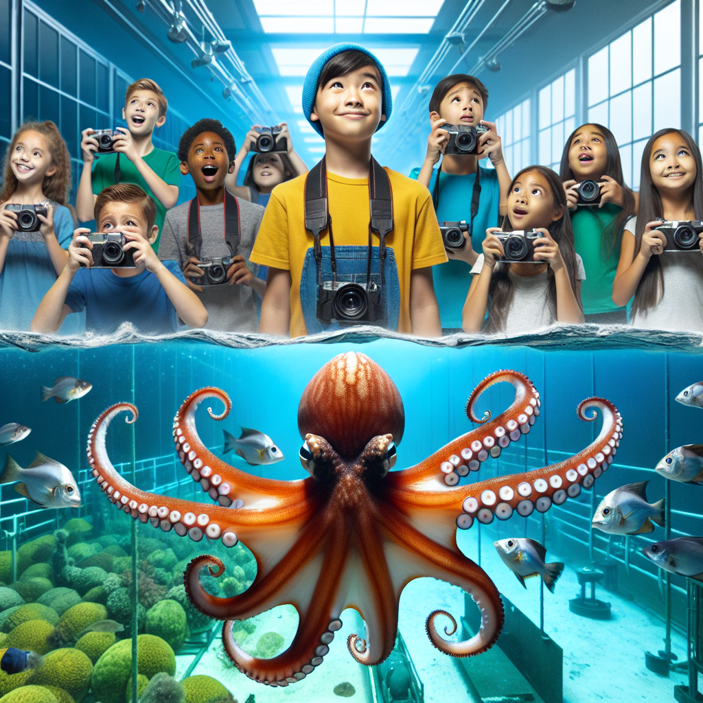 A children's photography project capturing the wonders of marine life, including the controversial industrial octopus farming.