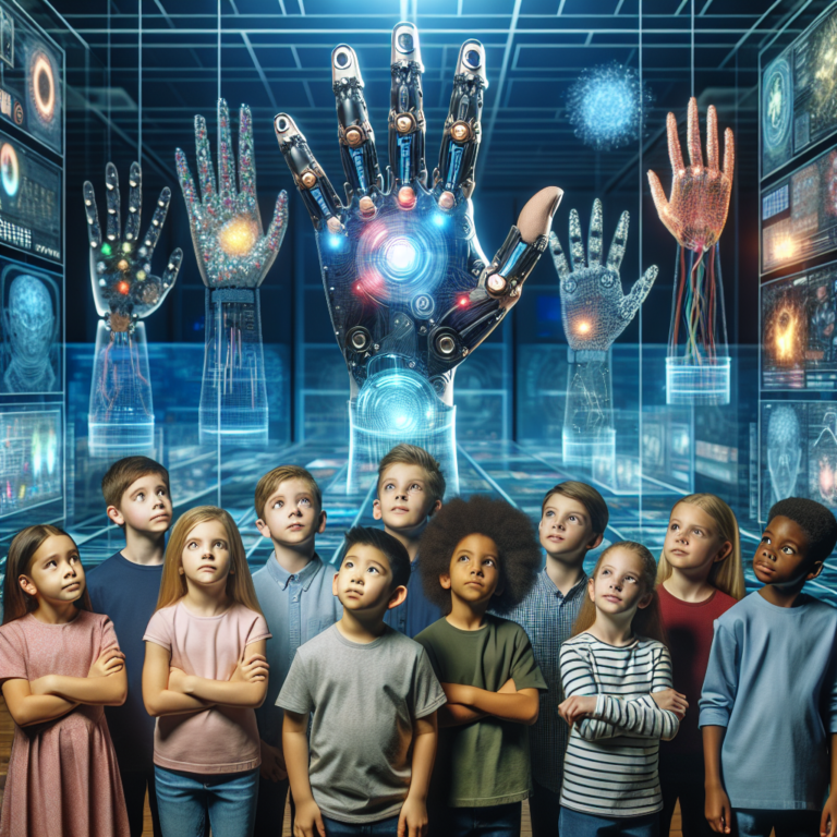 "A photo capturing the wonder of children exploring the fascinating world of smart gloves developed by MIT researchers."