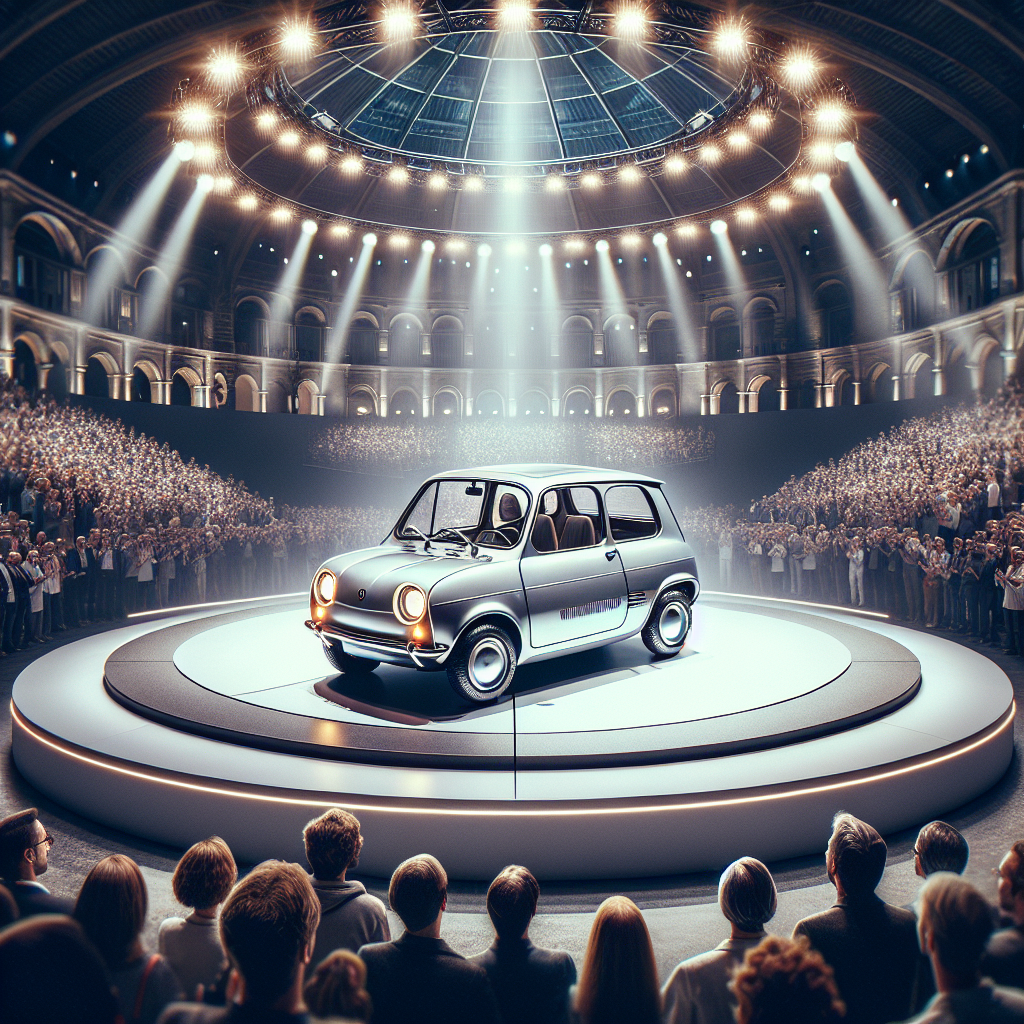 "Capture the charm of futuristic nostalgia with a snapshot of the Renault 5 electric car revealed at a Swiss car show!"