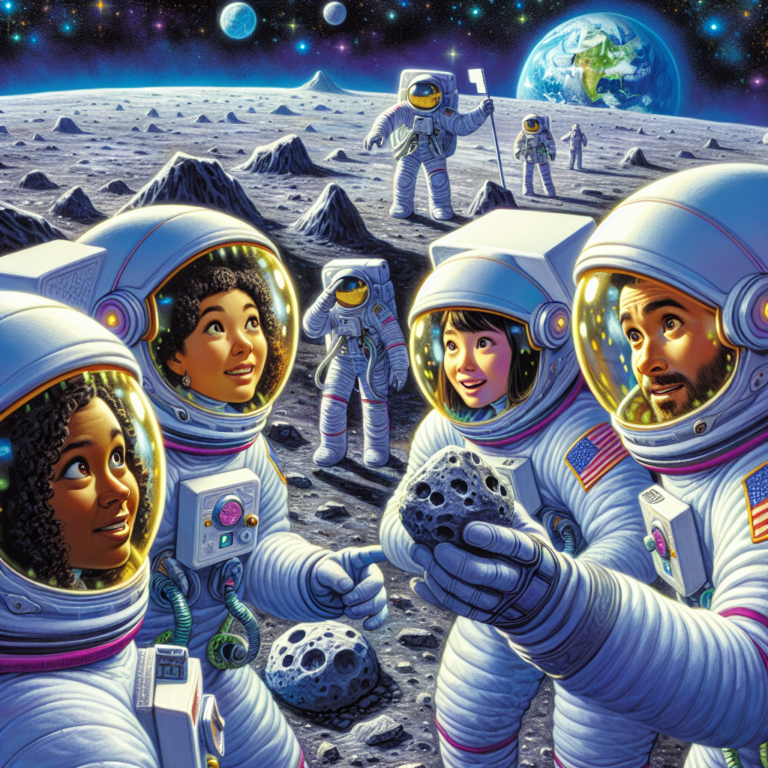 "A picture book for children of astronauts exploring the Moon with excitement and wonder."