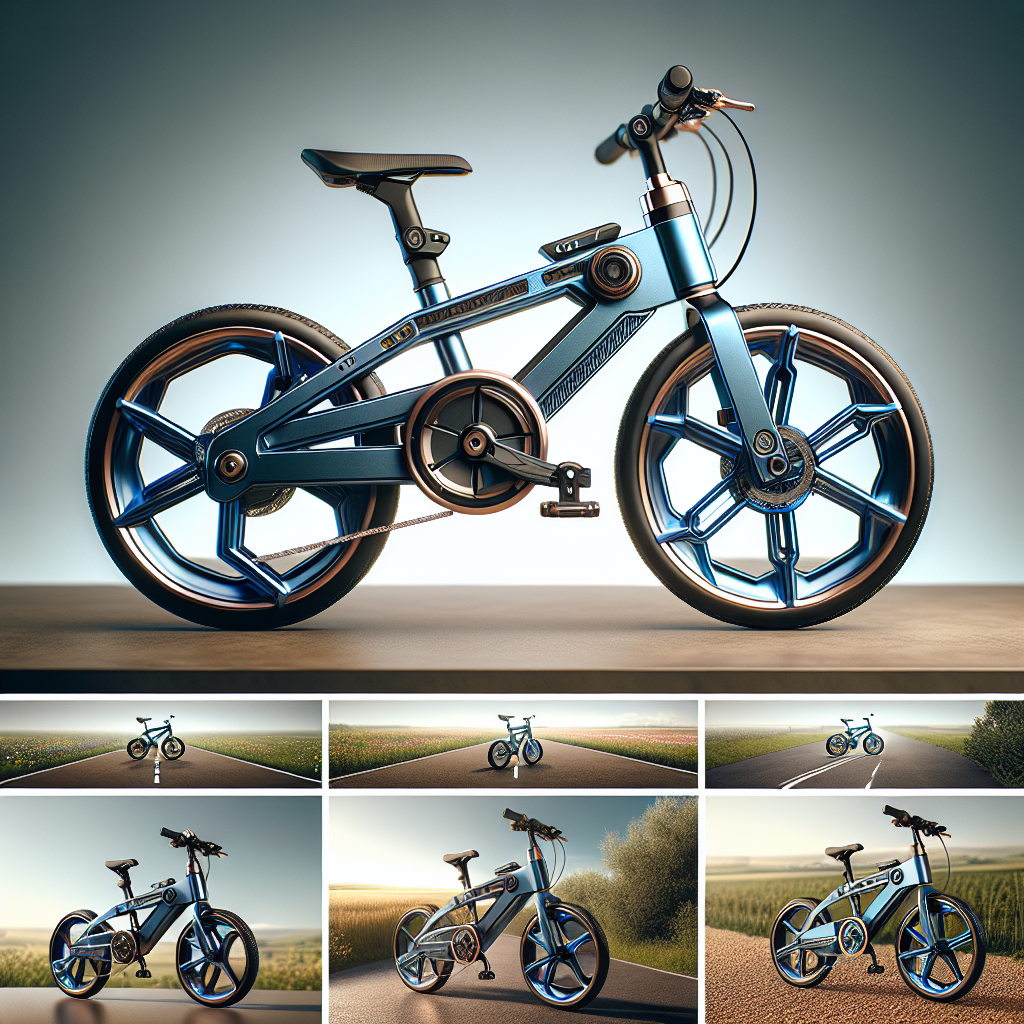 "A captivating photo series showcasing the futuristic Blue Steel bicycle for children."