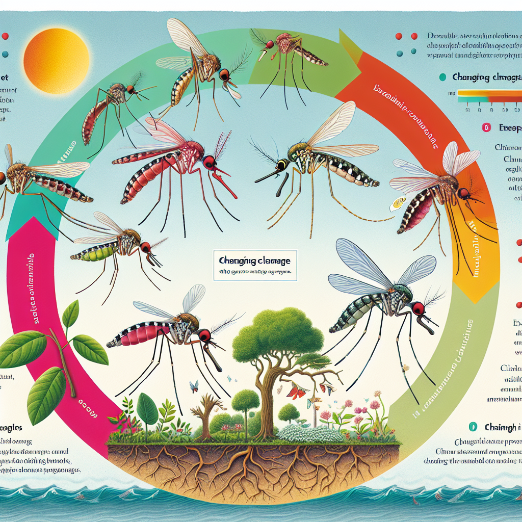 "A captivating photography for children illustrating the surprising aging process of mosquitoes due to climate change."