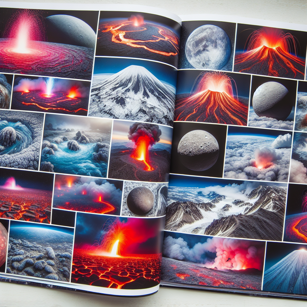 "A captivating children's photography book showcasing the breathtaking volcanoes of Jupiter's moon, Io, in stunning action!"